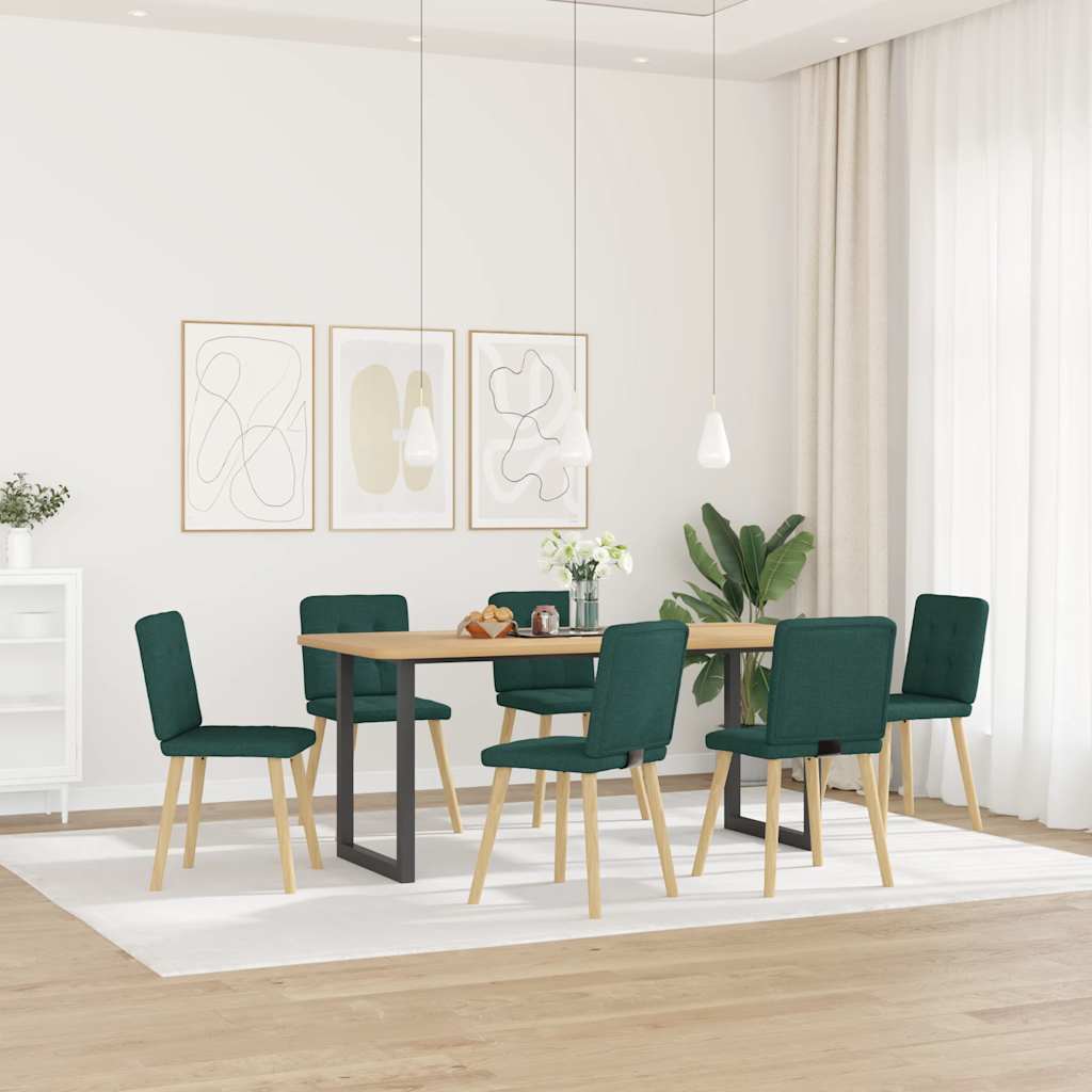 vidaXL Sillas de comedor 6 unidades tela verde oscuro