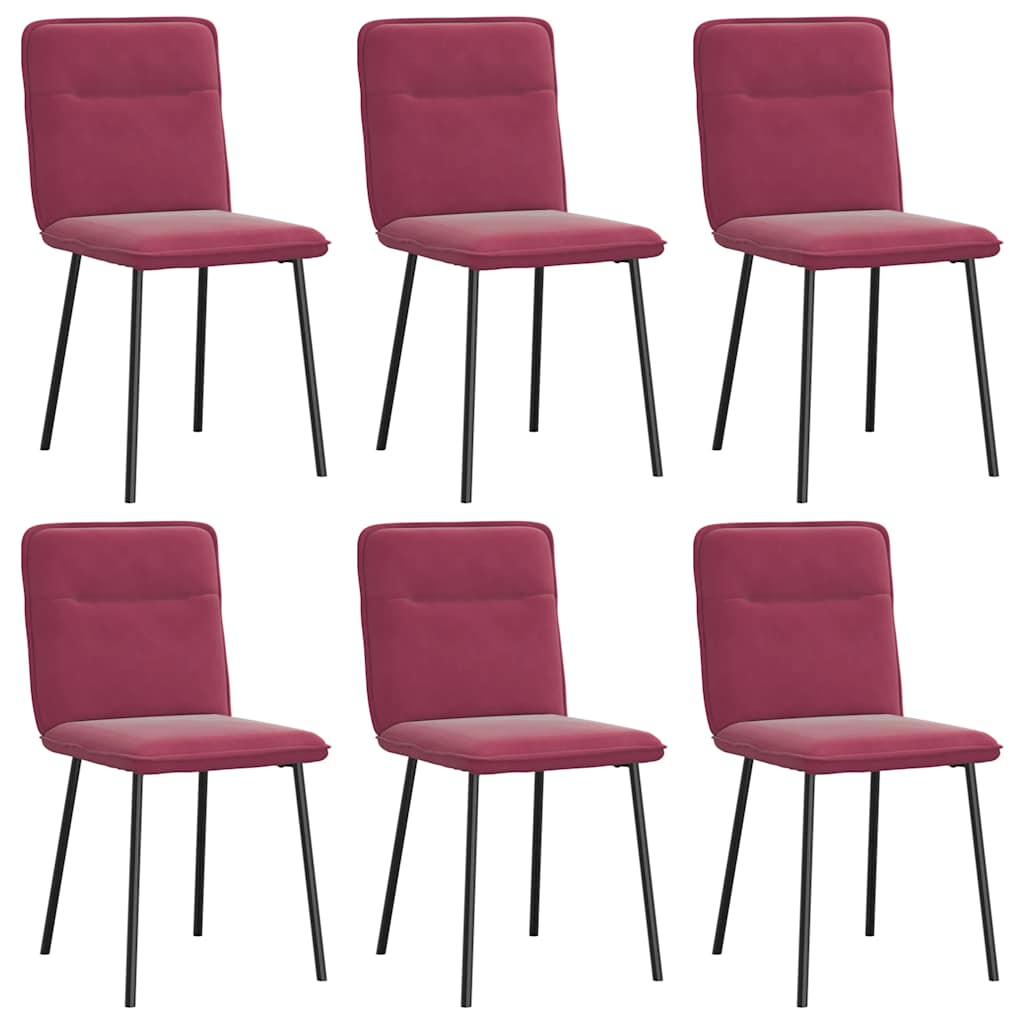 vidaXL Sillas de comedor 6 unidades terciopelo rojo tinto