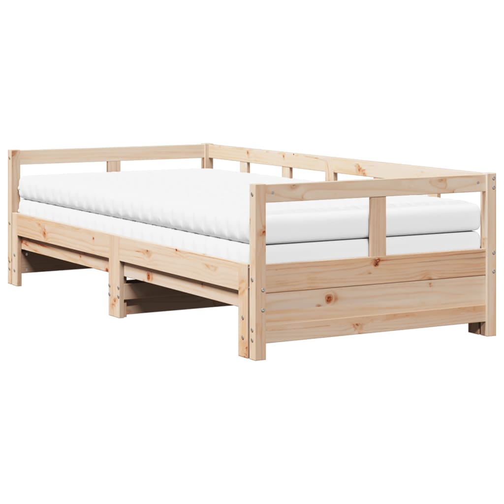 vidaXL Sofá cama nido con colchones madera maciza de pino 80x200 cm