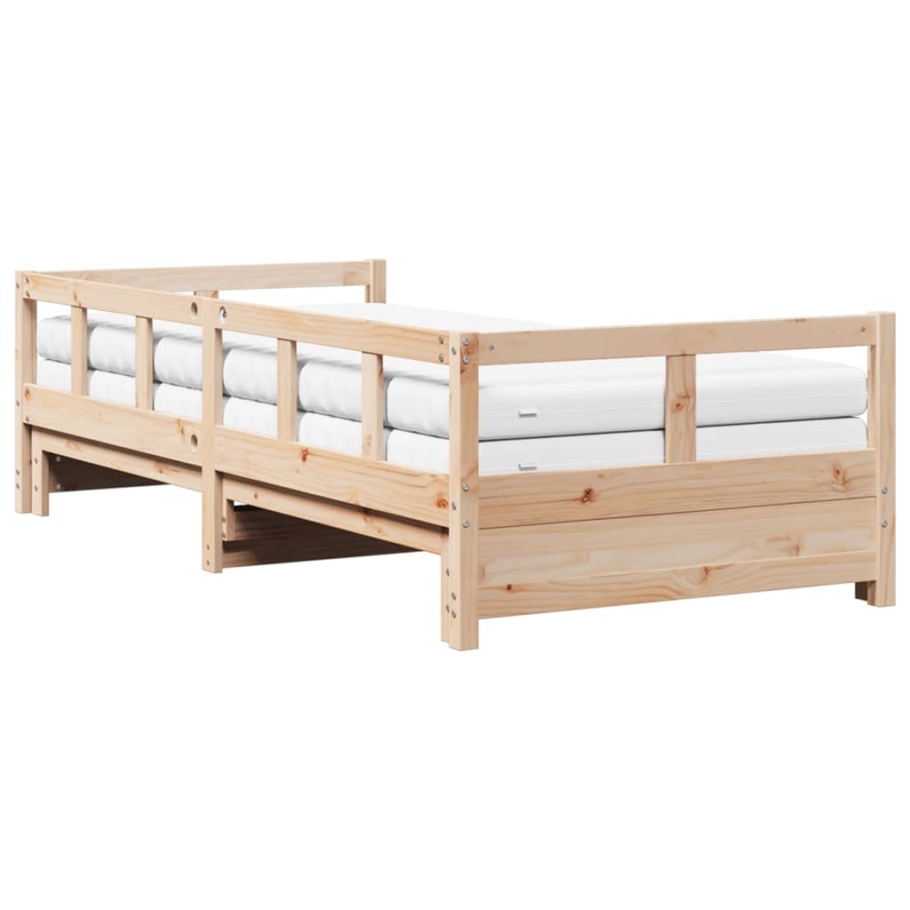 vidaXL Sofá cama nido con colchones madera maciza de pino 80x200 cm