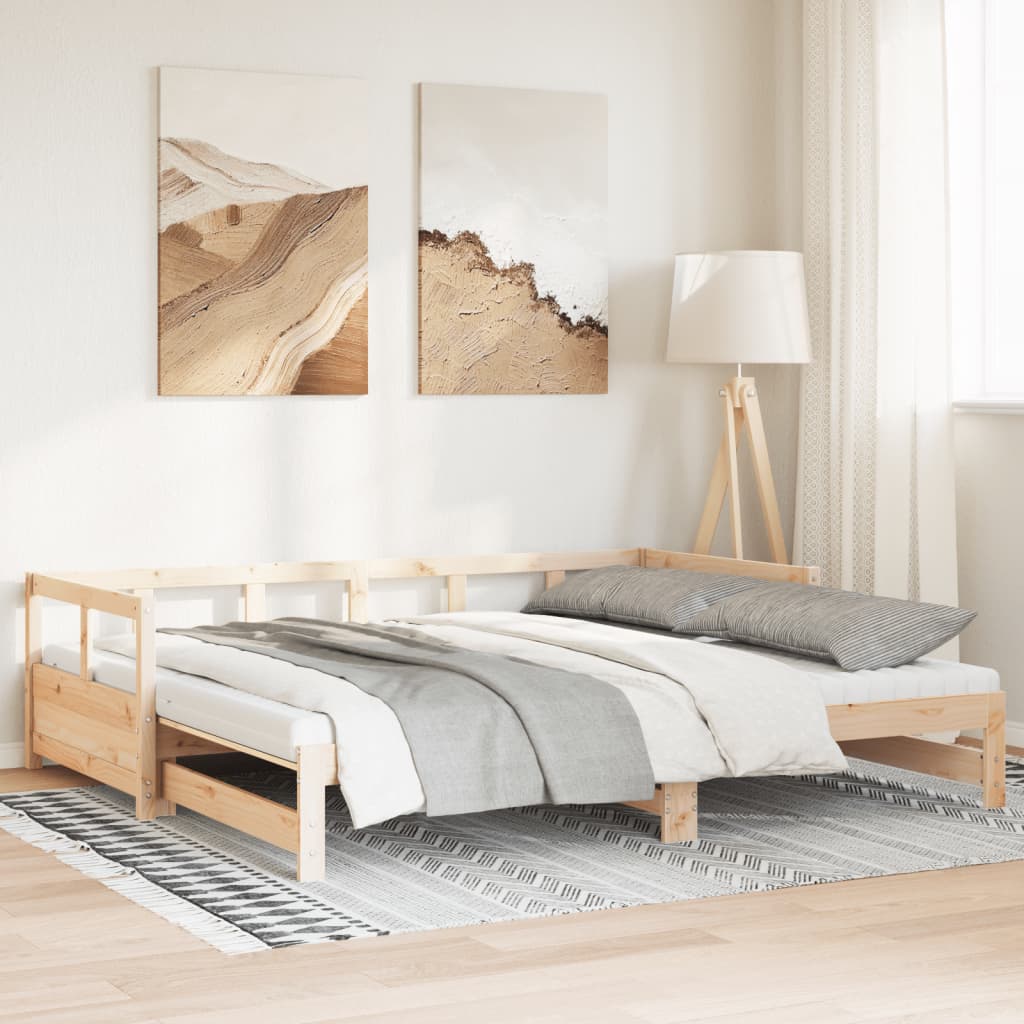 vidaXL Sofá cama nido con colchones madera maciza de pino 80x200 cm