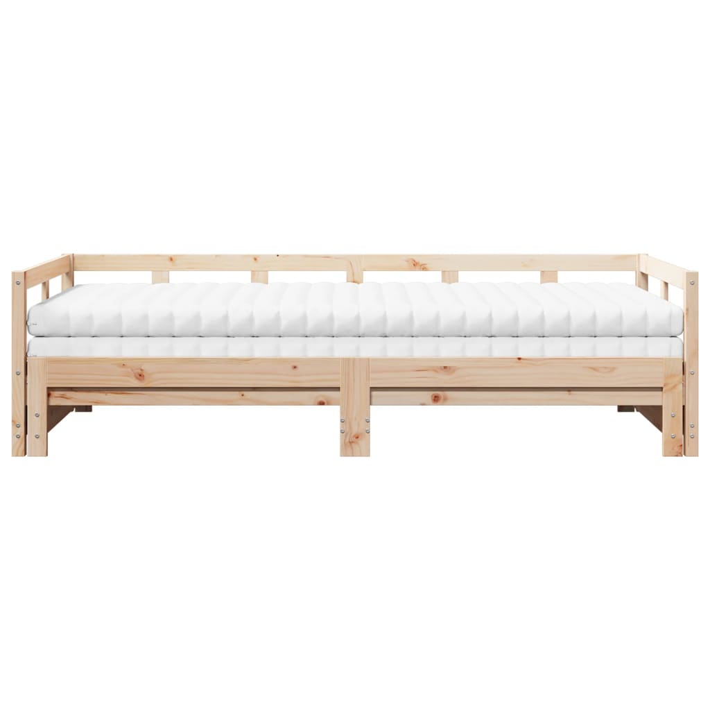 vidaXL Sofá cama nido con colchones madera maciza de pino 90x200 cm