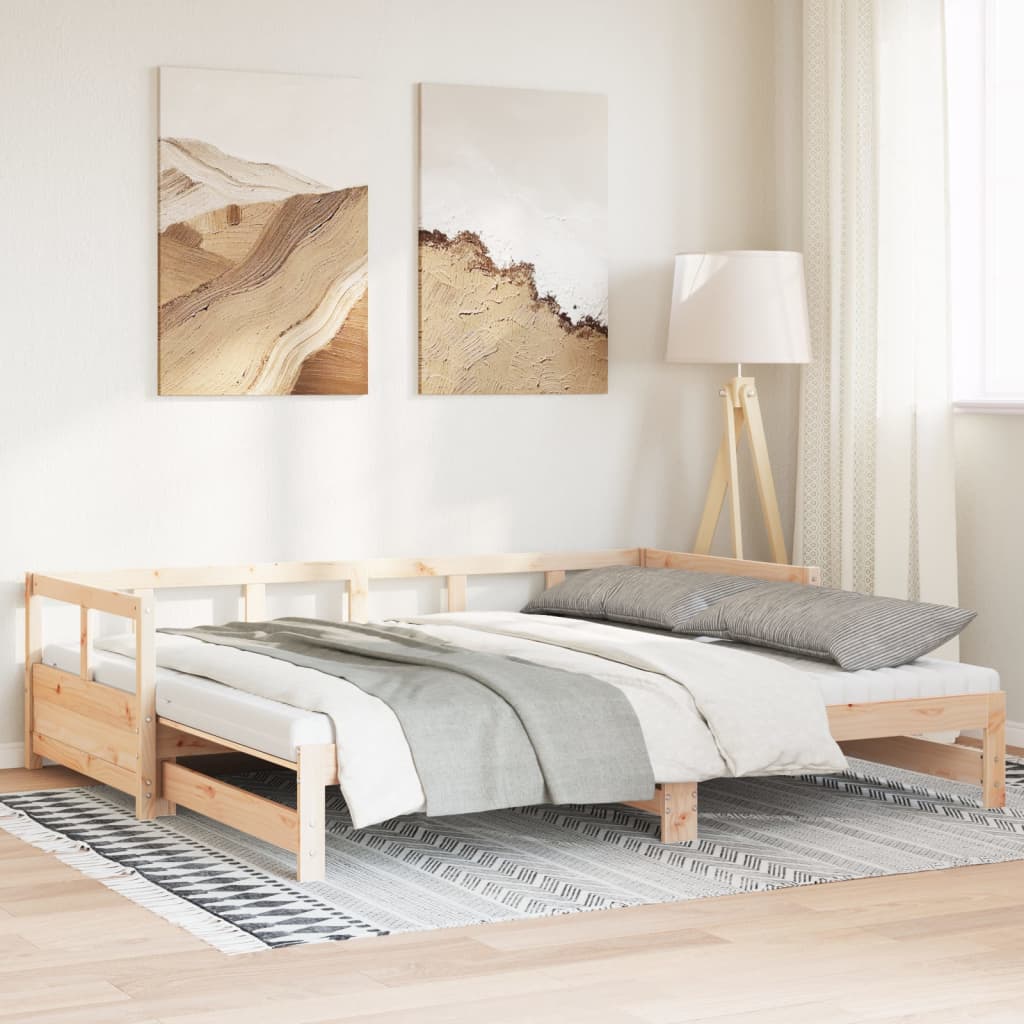 vidaXL Sofá cama nido con colchones madera maciza de pino 90x200 cm