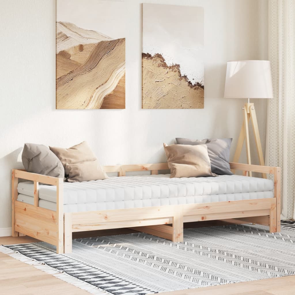 vidaXL Sofá cama nido con colchones madera maciza de pino 90x190 cm