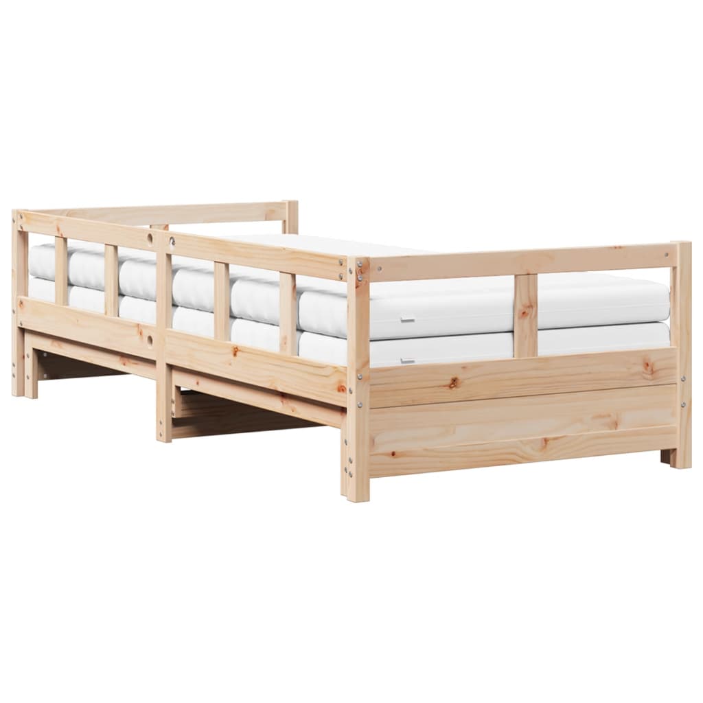 vidaXL Sofá cama nido con colchones madera maciza de pino 90x190 cm