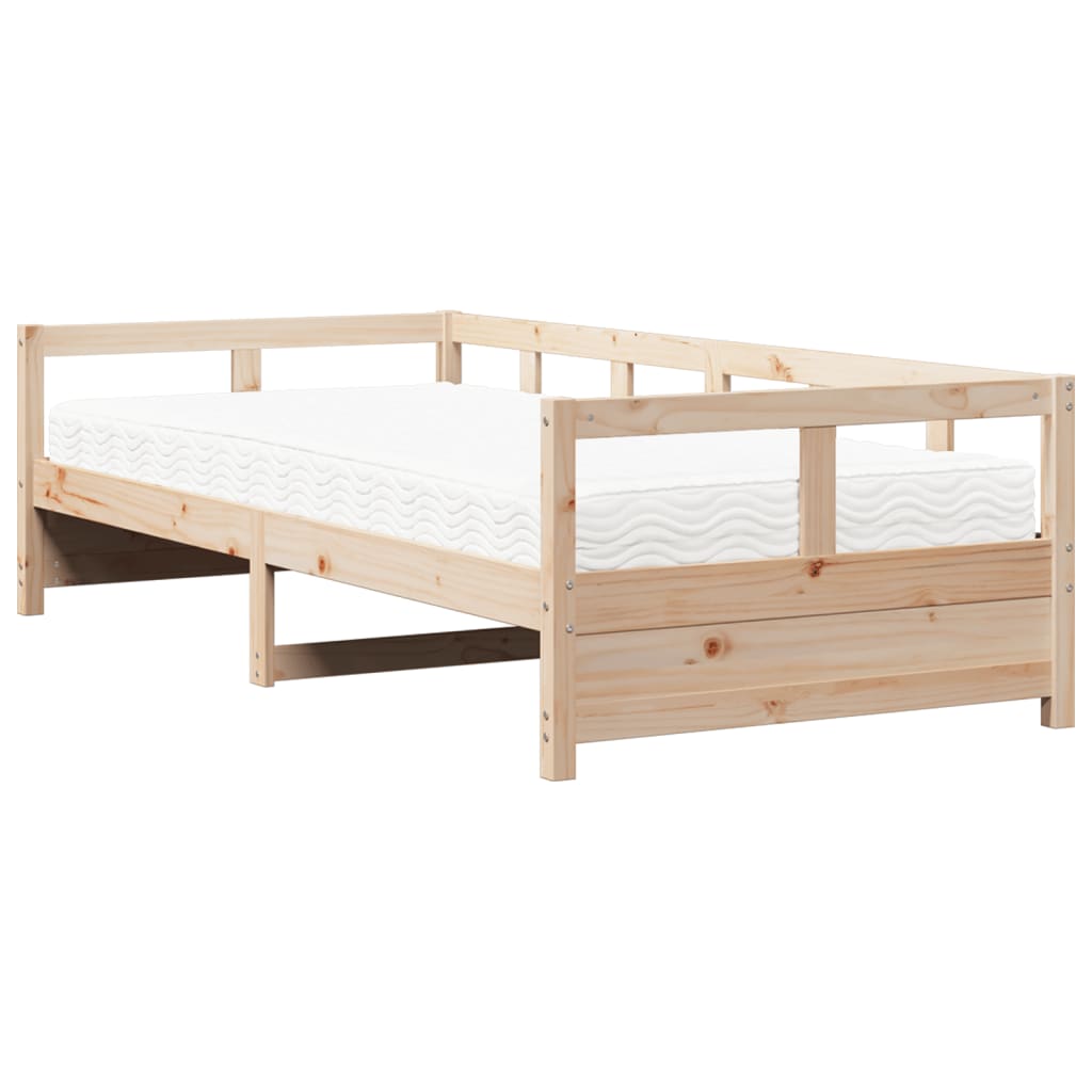 vidaXL Sofá cama con colchón madera maciza de pino 90x200 cm