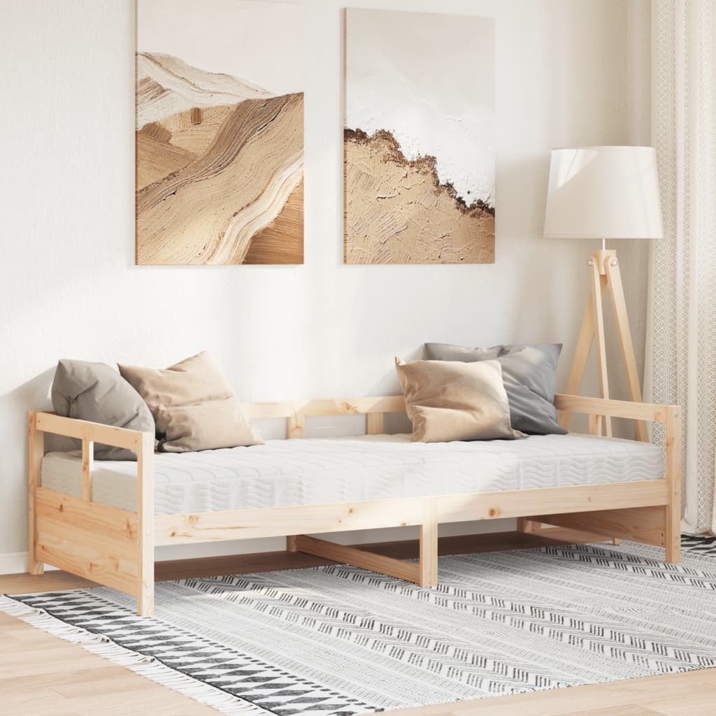 vidaXL Sofá cama con colchón madera maciza de pino 90x200 cm