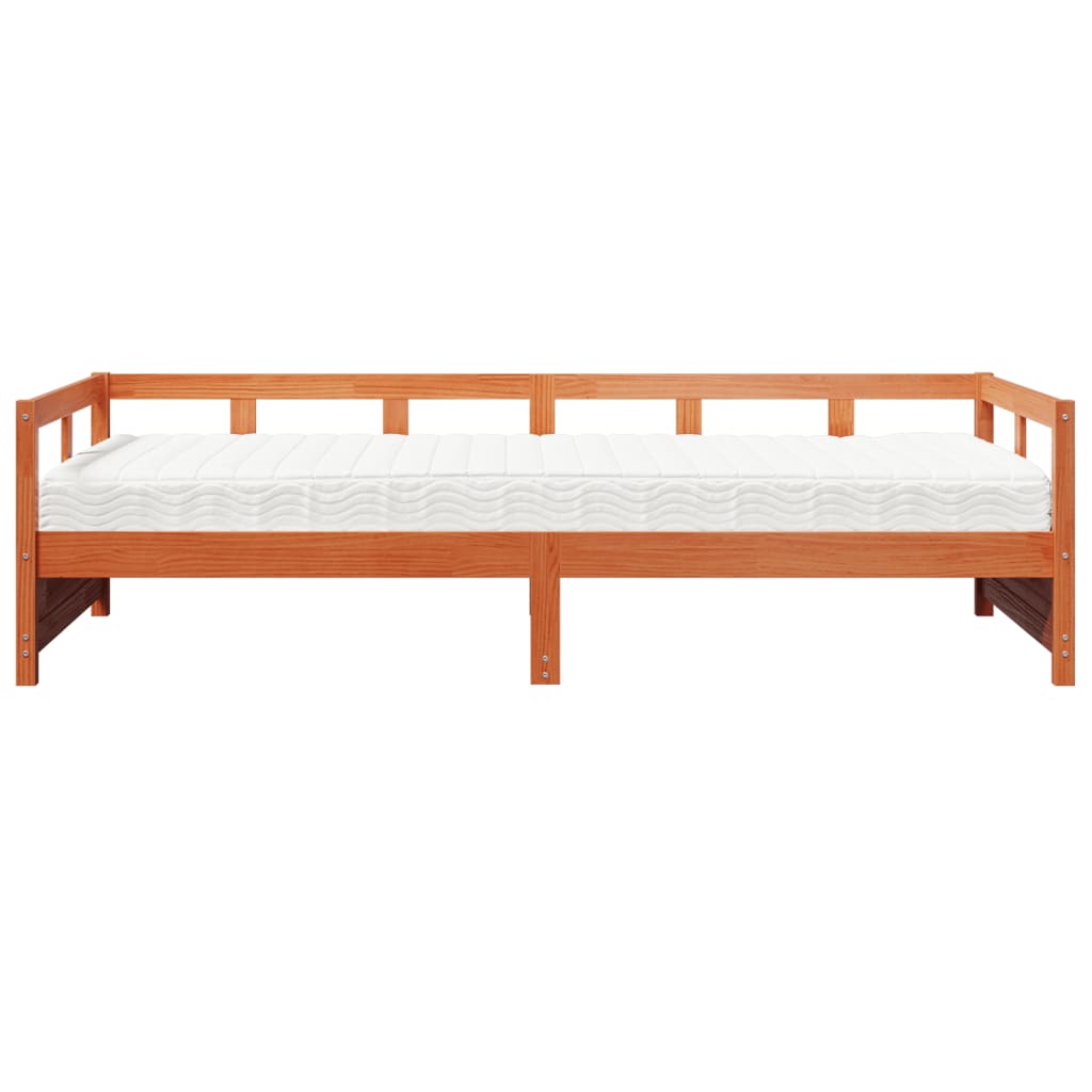 vidaXL Sofá cama sin colchón madera maciza pino marrón cera 90x190 cm