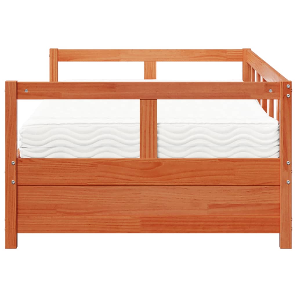 vidaXL Sofá cama sin colchón madera maciza pino marrón cera 90x190 cm