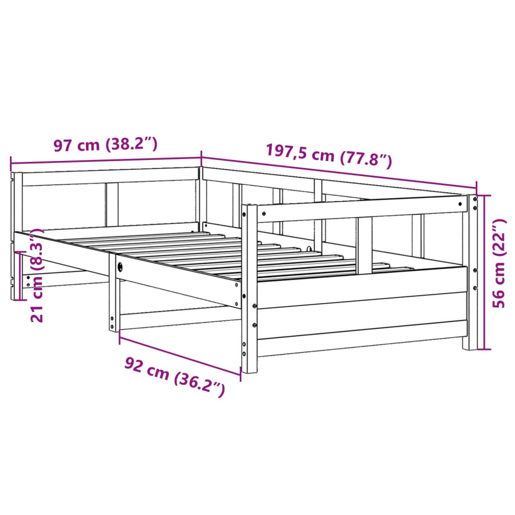 vidaXL Sofá cama sin colchón madera maciza pino marrón cera 90x190 cm