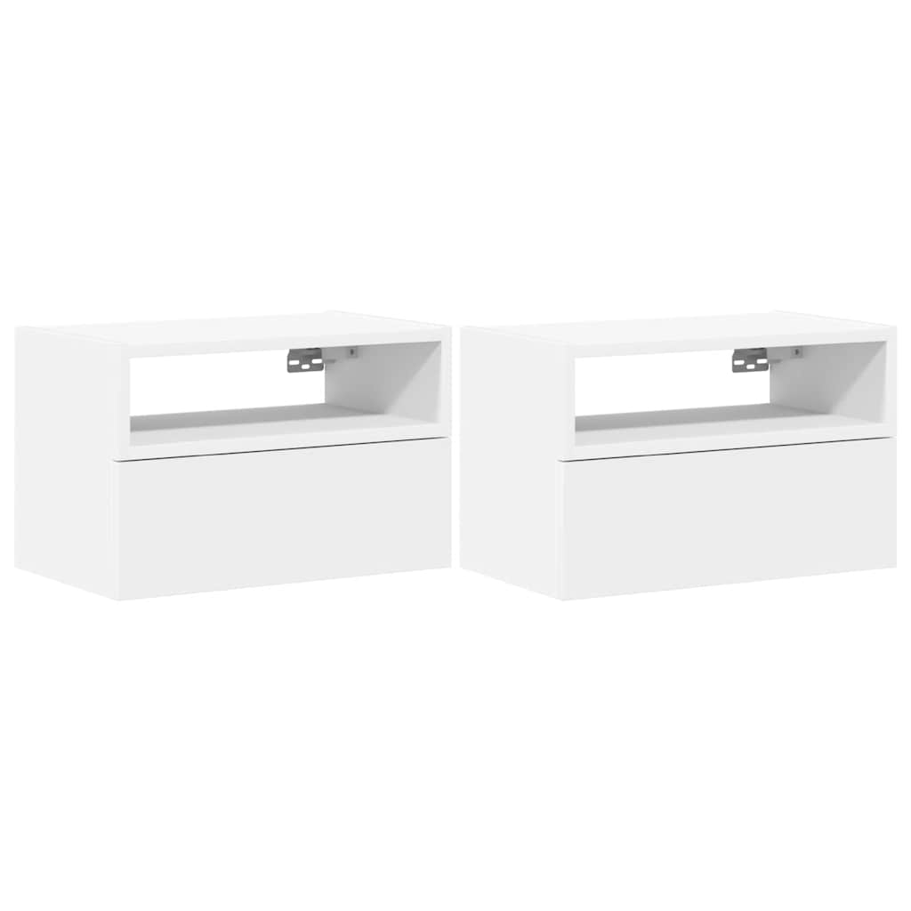 vidaXL Mesitas de noche de pared 2 unidades blanca 45x26x28,5 cm