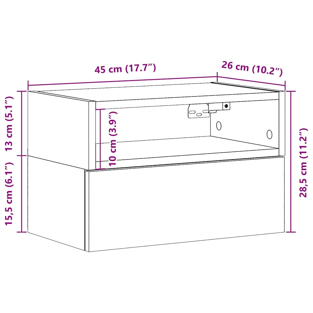 vidaXL Mesitas de noche de pared 2 unidades blanca 45x26x28,5 cm