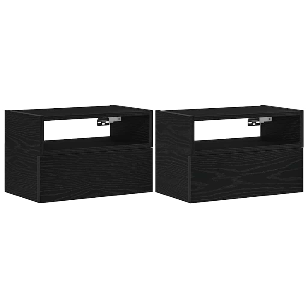 vidaXL Mesitas de noche de pared 2 unidades negra 45x26x28,5 cm