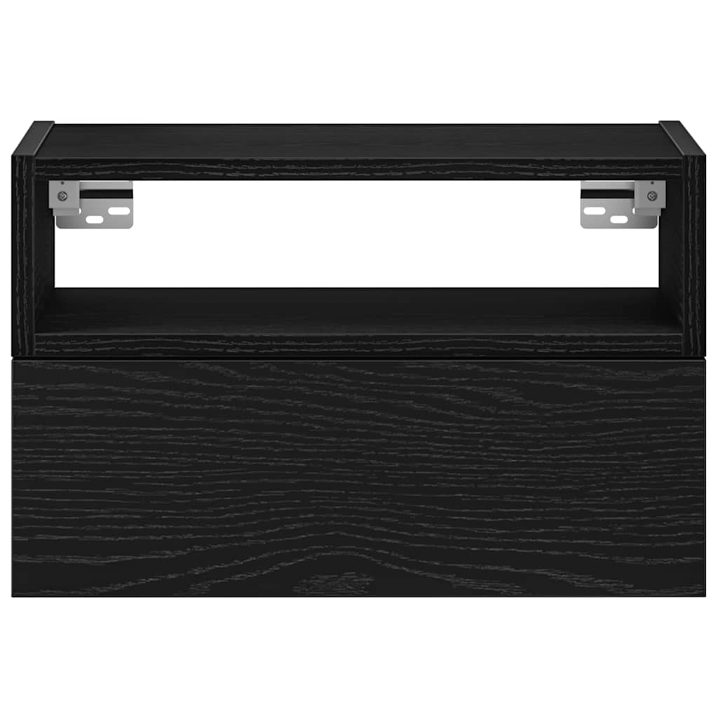 vidaXL Mesitas de noche de pared 2 unidades negra 45x26x28,5 cm