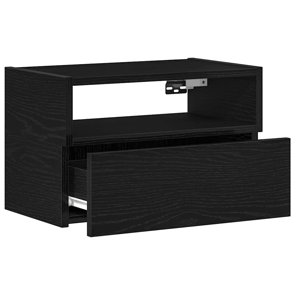 vidaXL Mesitas de noche de pared 2 unidades negra 45x26x28,5 cm