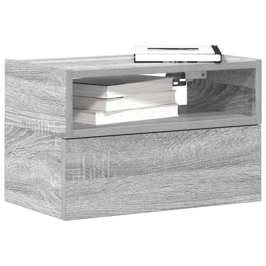 vidaXL Mesitas de noche de pared 2 uds gris sonoma 45x26x28,5 cm