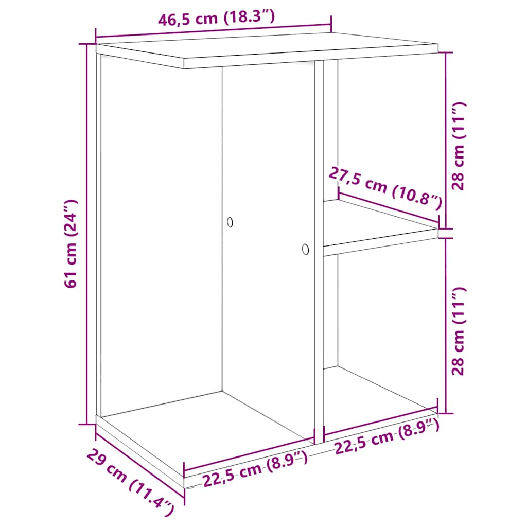 vidaXL Mesita de noche madera contrachapada gris hormigón 46,5x29x61cm