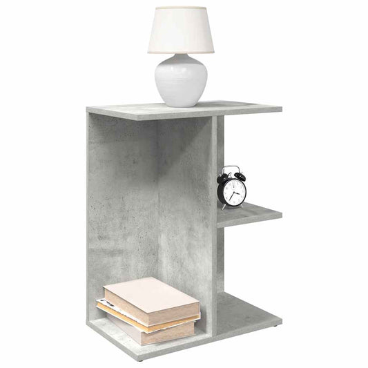 vidaXL Mesita de noche madera contrachapada gris hormigón 46,5x29x61cm