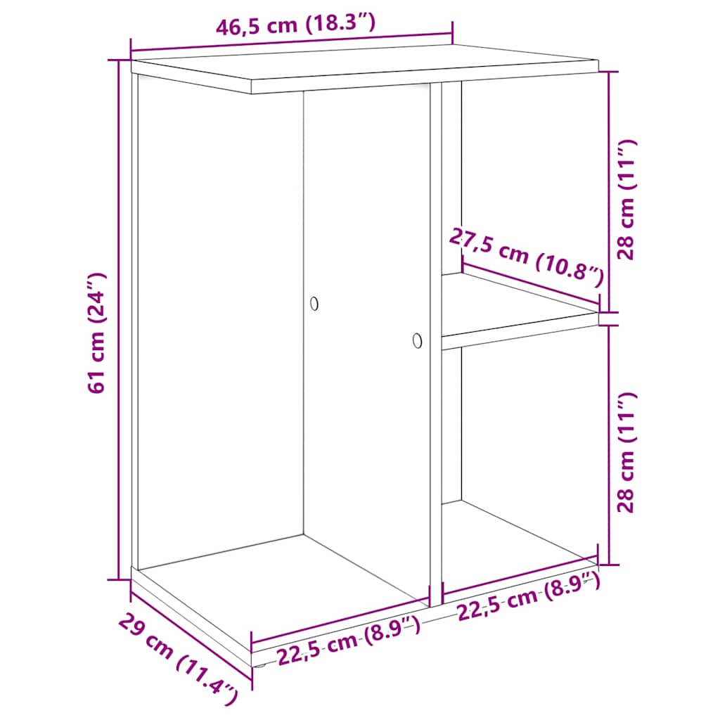 vidaXL Mesitas noche 2 uds madera ingeniería gris Sonoma 46,5x29x61 cm