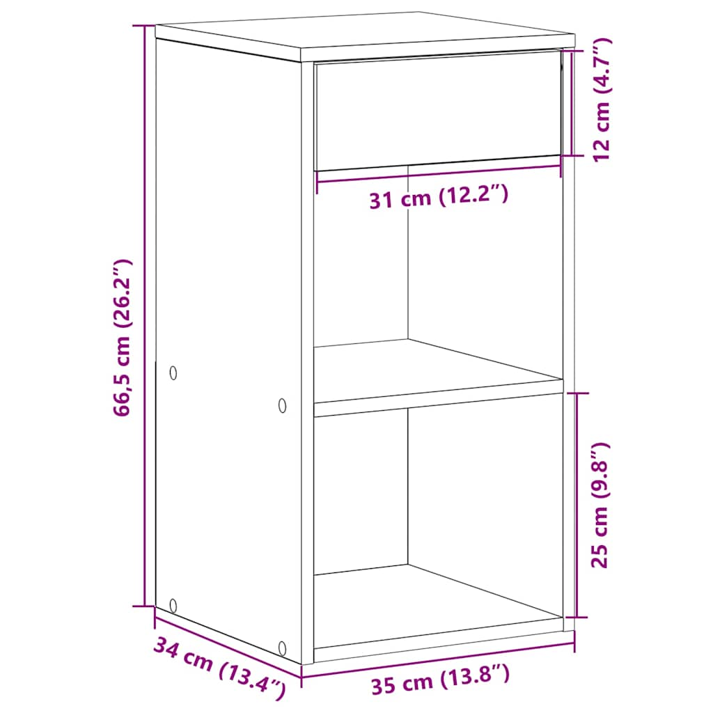 vidaXL Mesillas de noche con cajón 2 uds blanco 35x34x66,5 cm