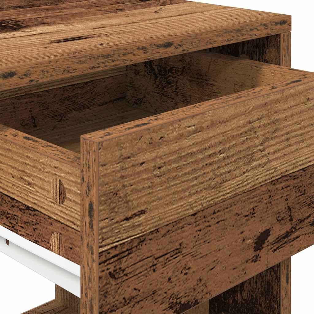 vidaXL Mesillas de noche con cajón 2 uds madera vieja 35x34x66,5 cm