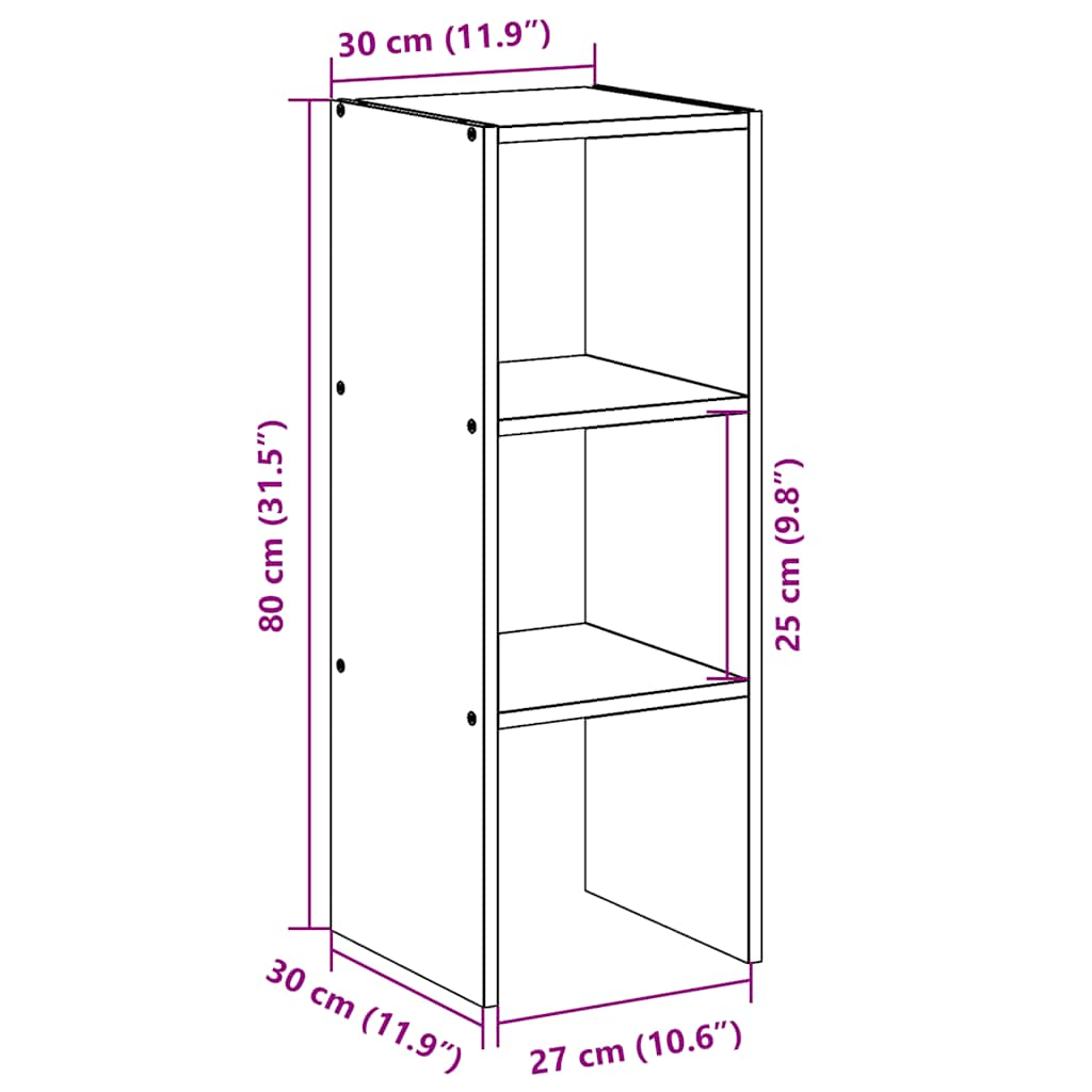 vidaXL Librería apilable madera contrachapada blanca 30x30x80 cm