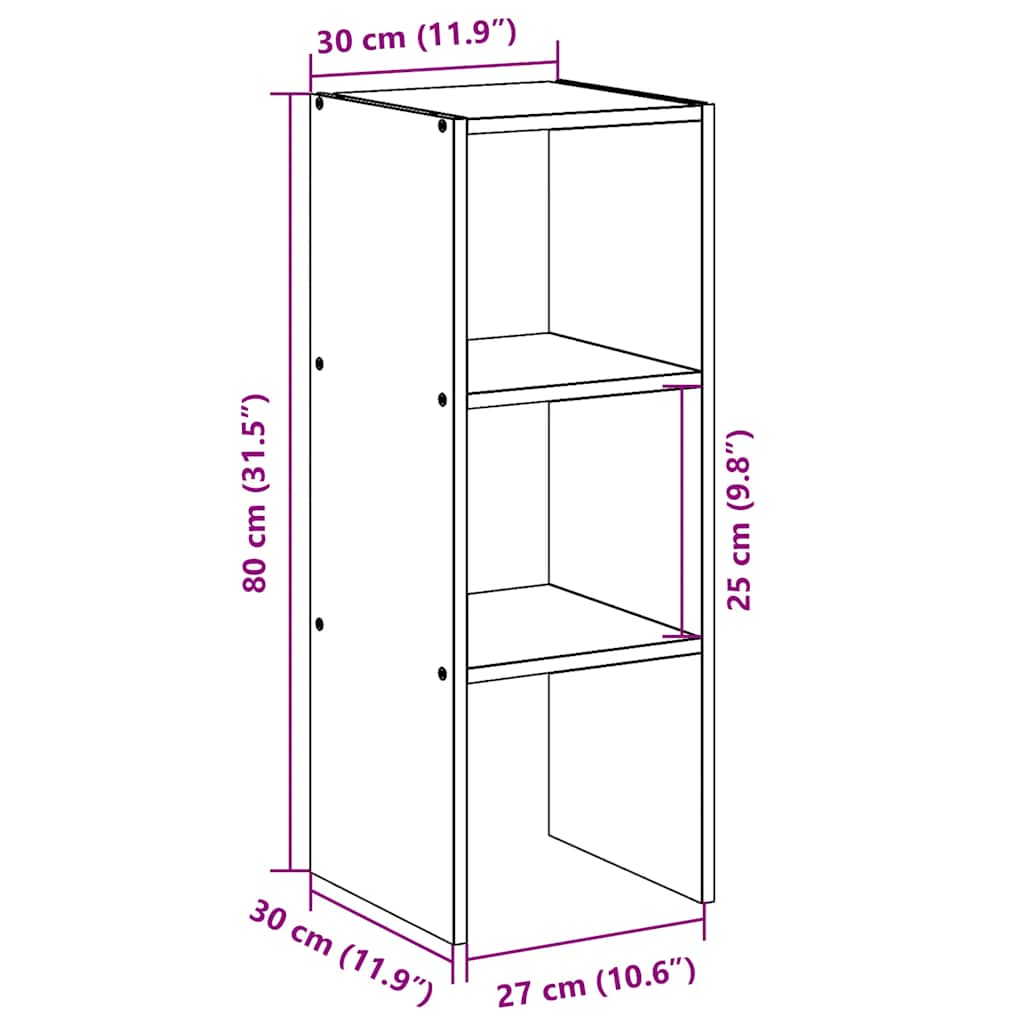 vidaXL Librería apilable madera contrachapada roble marrón 30x30x80 cm