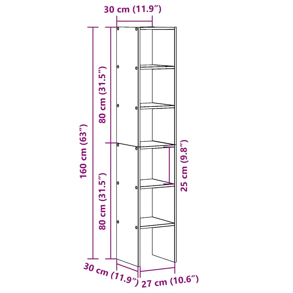 vidaXL Estanterías 2uds apilables de madera ingeniería roble artesanal