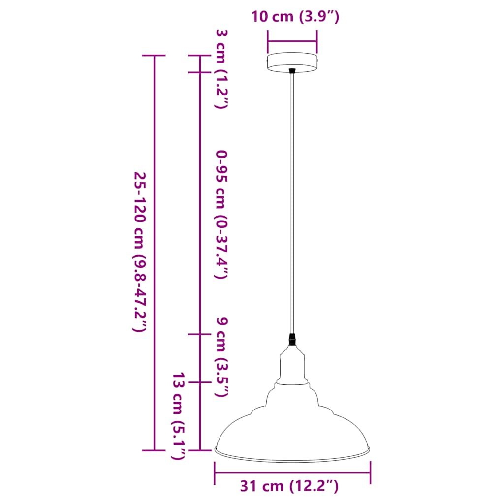 vidaXL Lámpara colgante regulable altura E27 amarillo brillante Ø 31cm