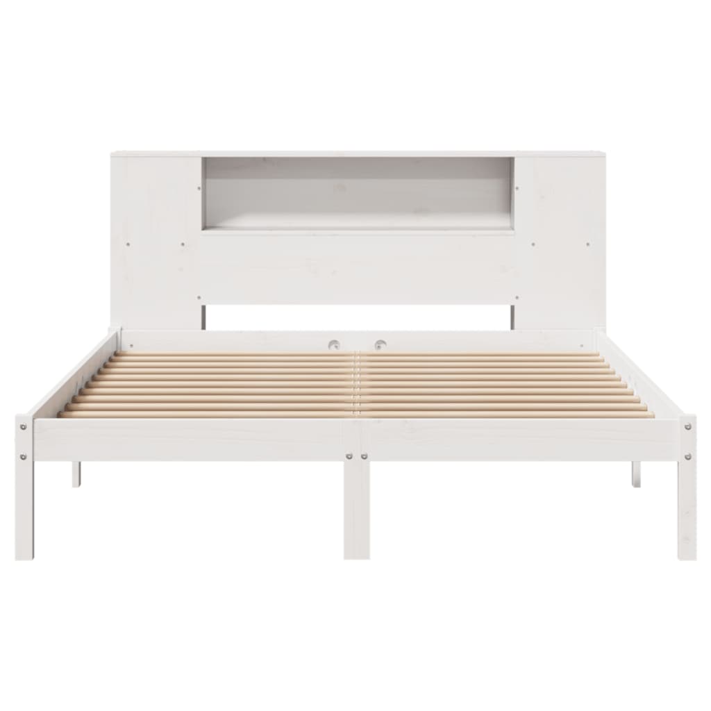 vidaXL Cama con estantería sin colchón madera maciza blanca 150x200 cm