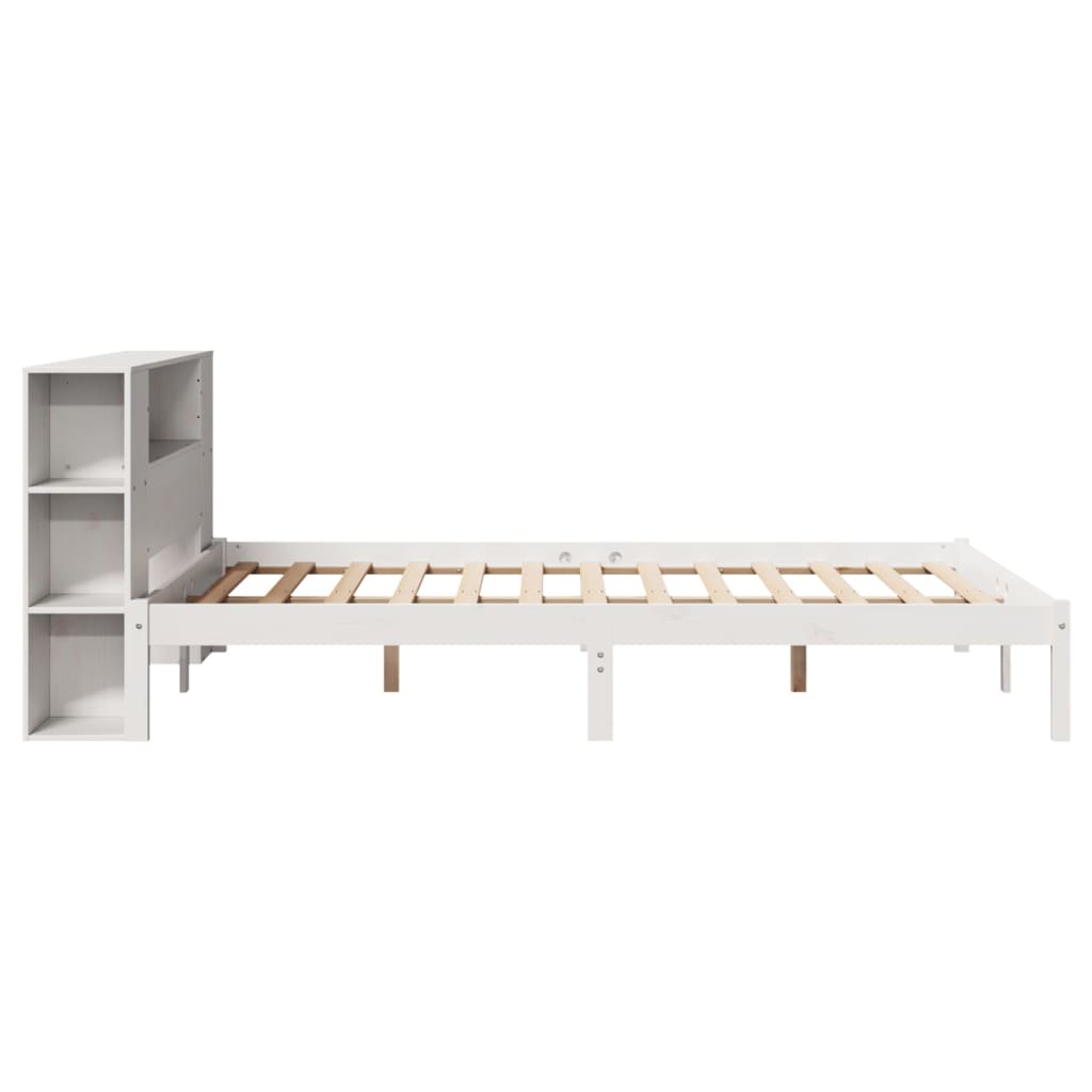 vidaXL Cama con estantería sin colchón madera maciza blanca 150x200 cm