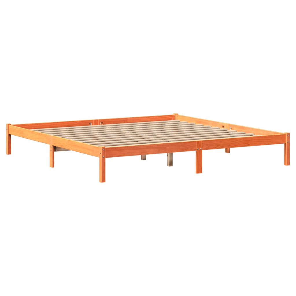 vidaXL Cama con estantería sin colchón madera maciza marrón 180x200cm