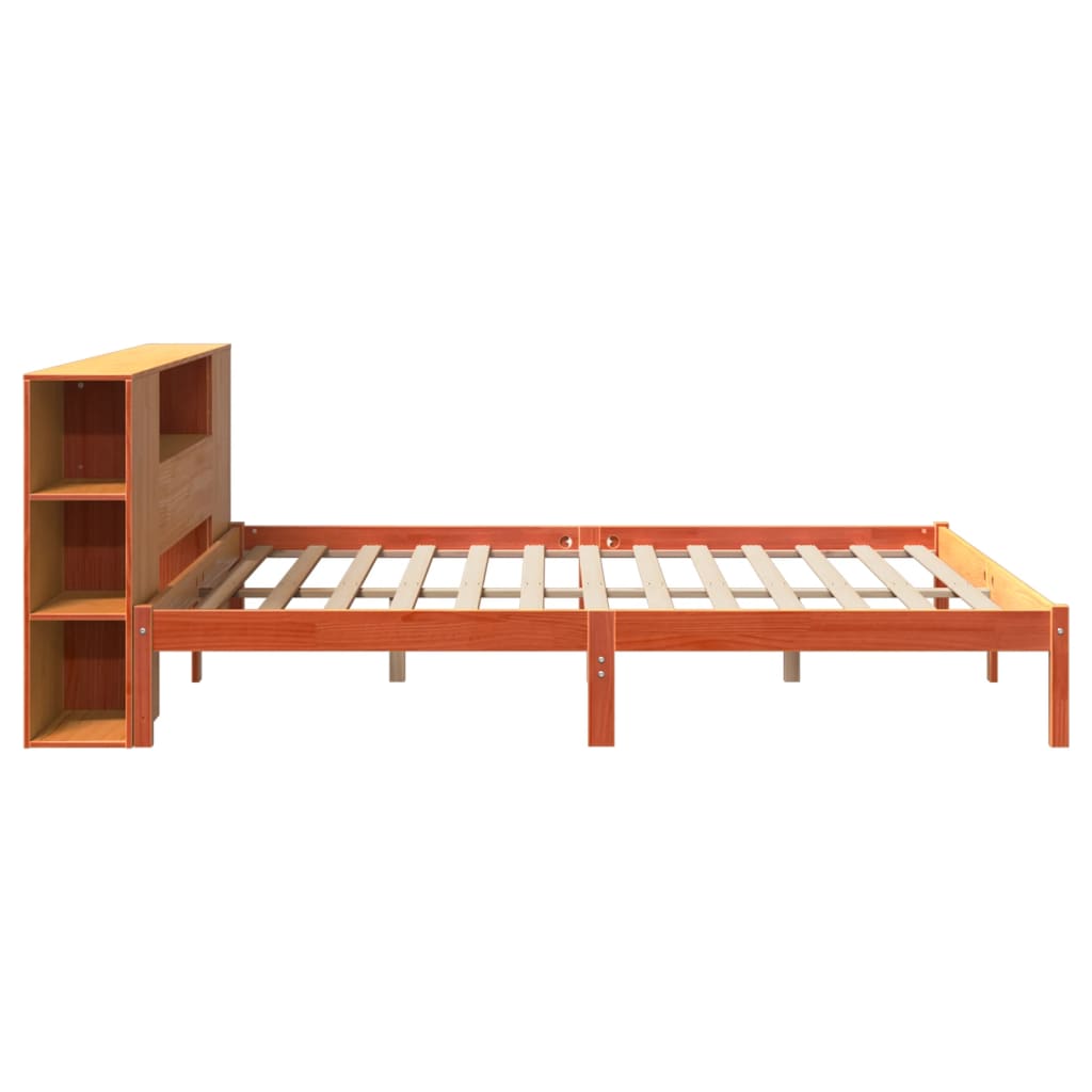 vidaXL Cama con estantería sin colchón madera maciza marrón 180x200cm