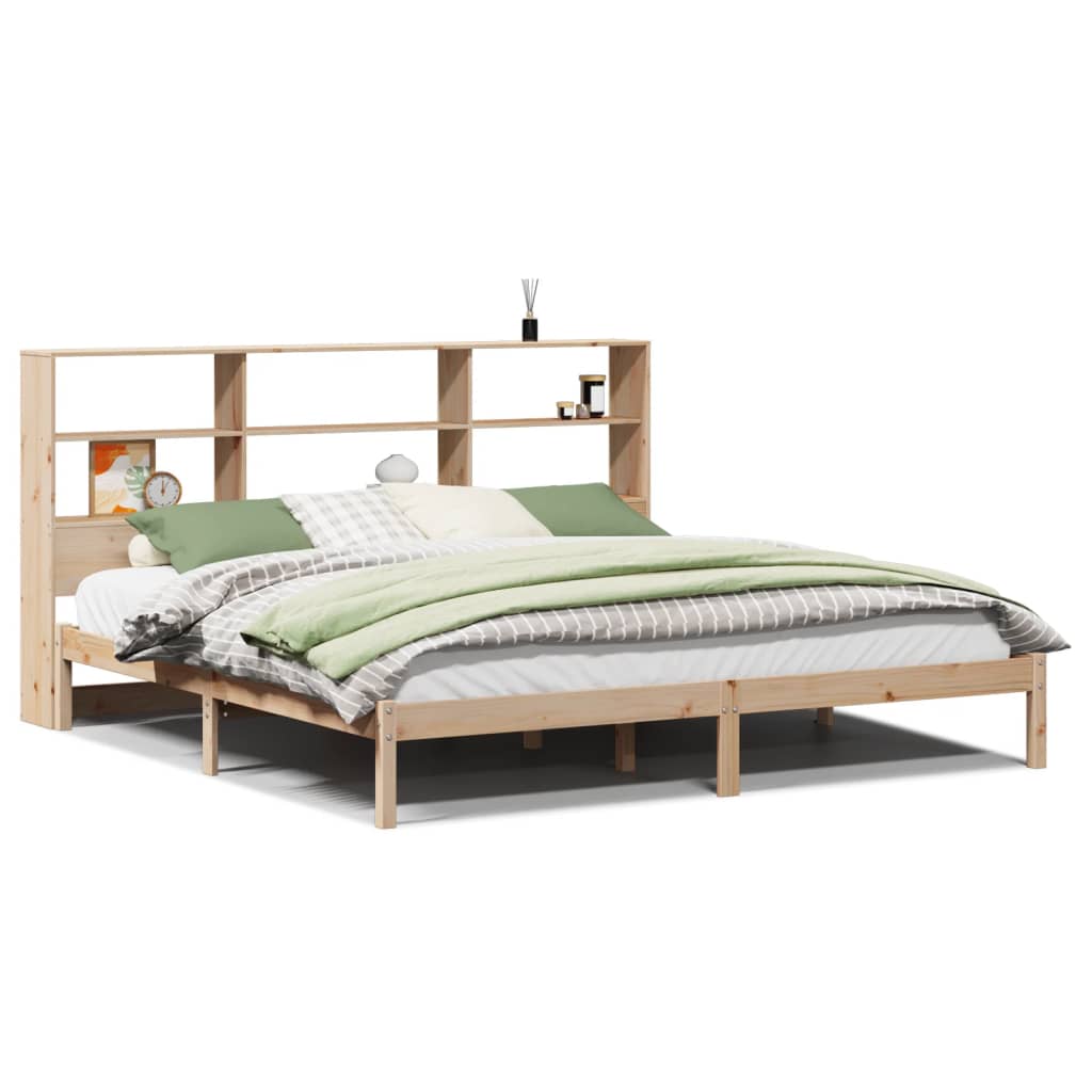 vidaXL Cama con estantería sin colchón madera maciza de pino 200x200cm