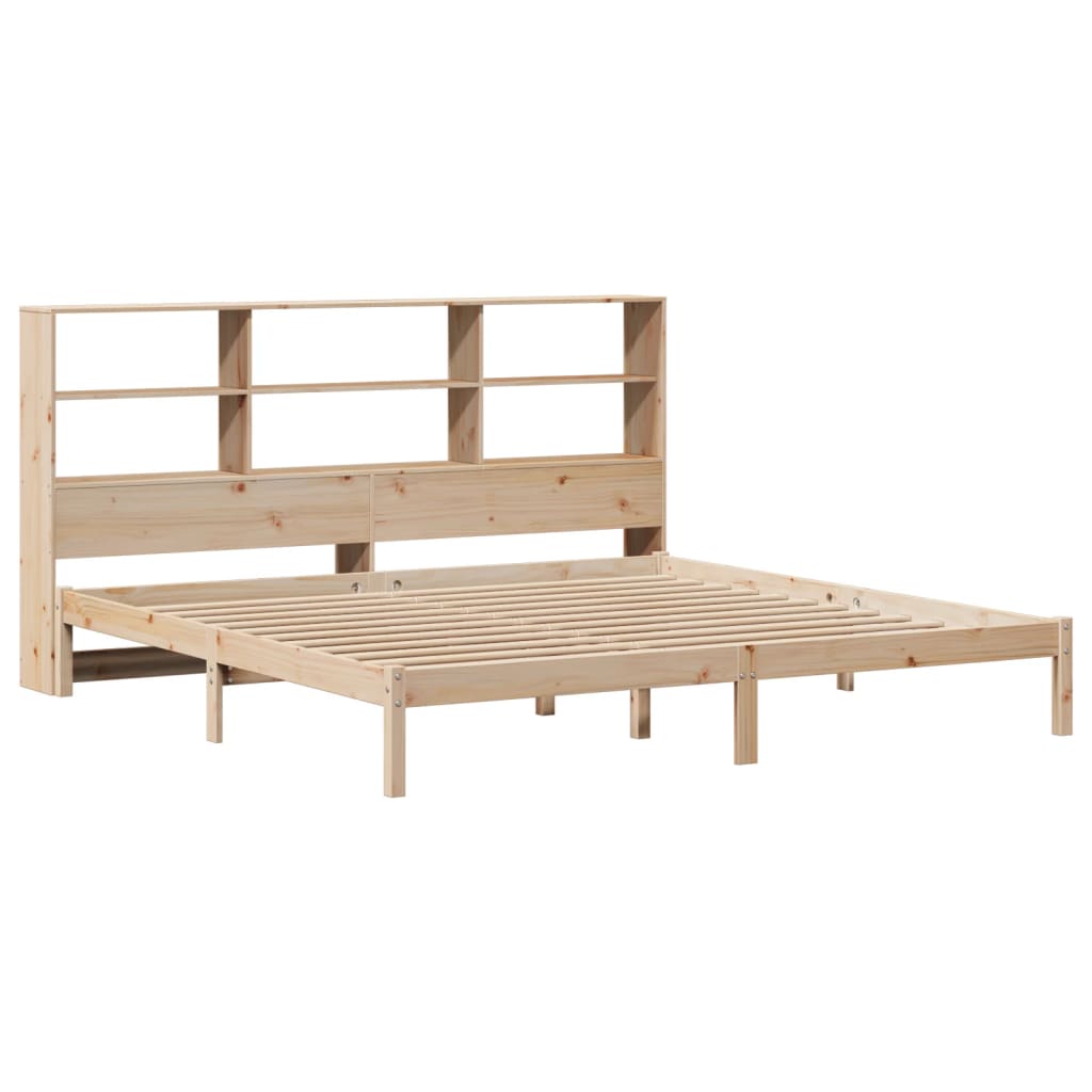 vidaXL Cama con estantería sin colchón madera maciza de pino 200x200cm