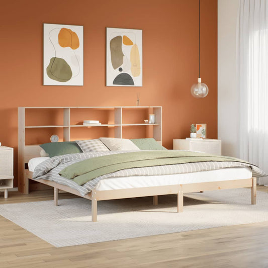 vidaXL Cama con estantería sin colchón madera maciza de pino 200x200cm