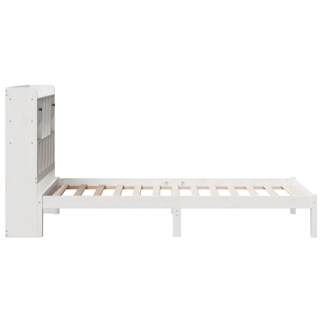 vidaXL Cama con estantería sin colchón madera maciza blanca 75x190 cm