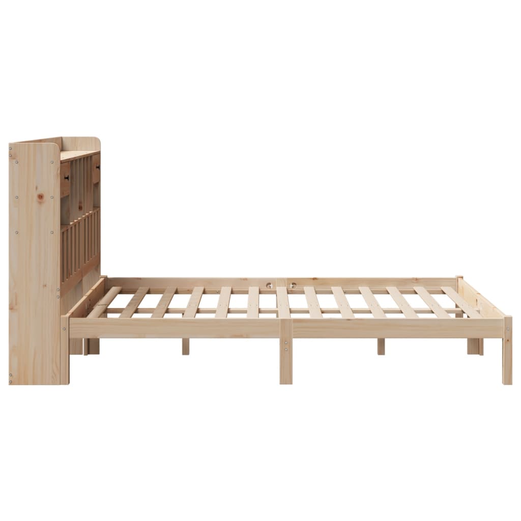 vidaXL Cama con estantería sin colchón madera maciza de pino 150x200cm