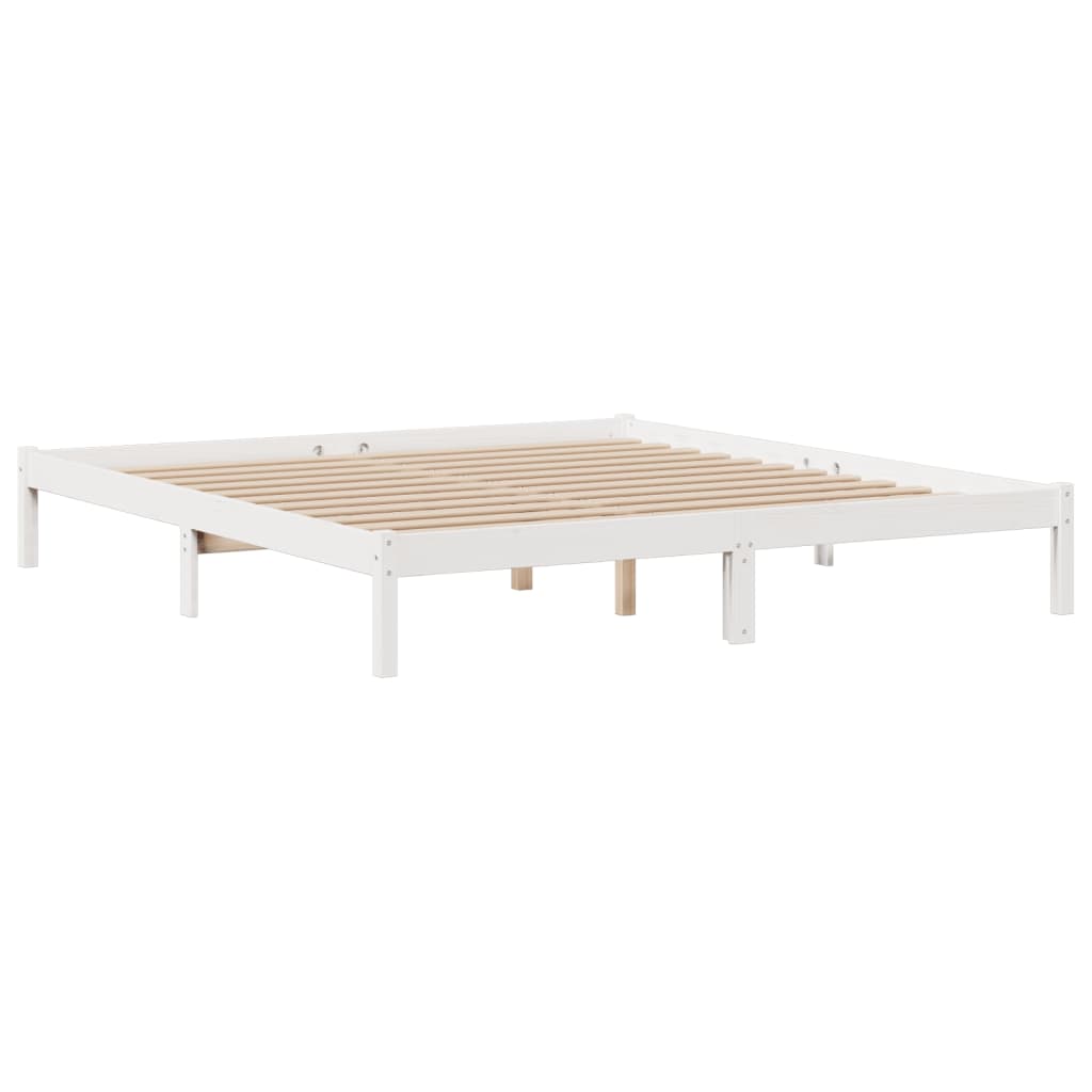 vidaXL Cama con estantería sin colchón madera maciza blanca 200x200 cm