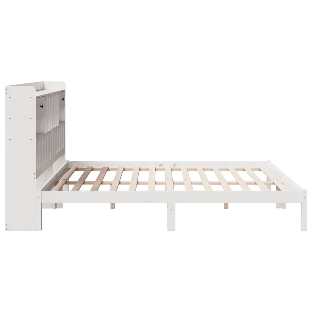 vidaXL Cama con estantería sin colchón madera maciza blanca 200x200 cm