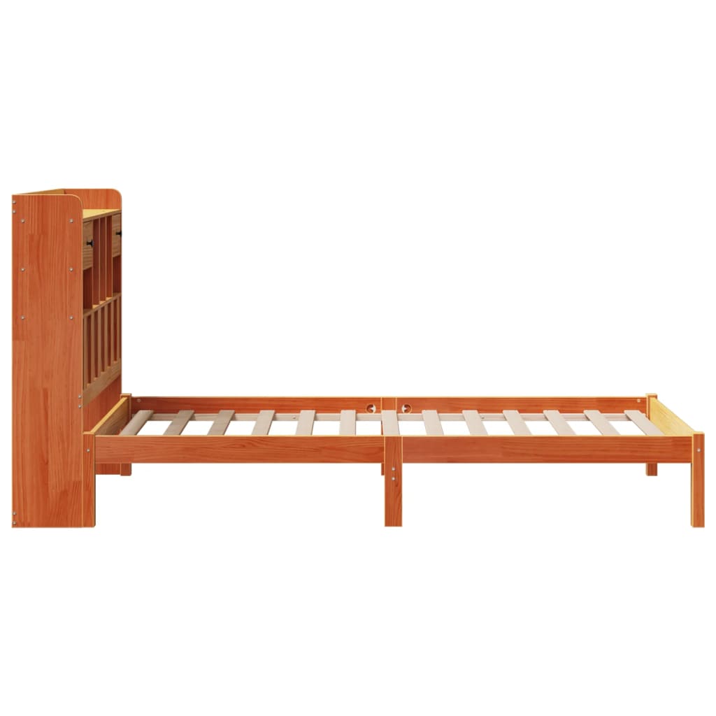 vidaXL Cama con estantería sin colchón madera maciza marrón 100x200 cm