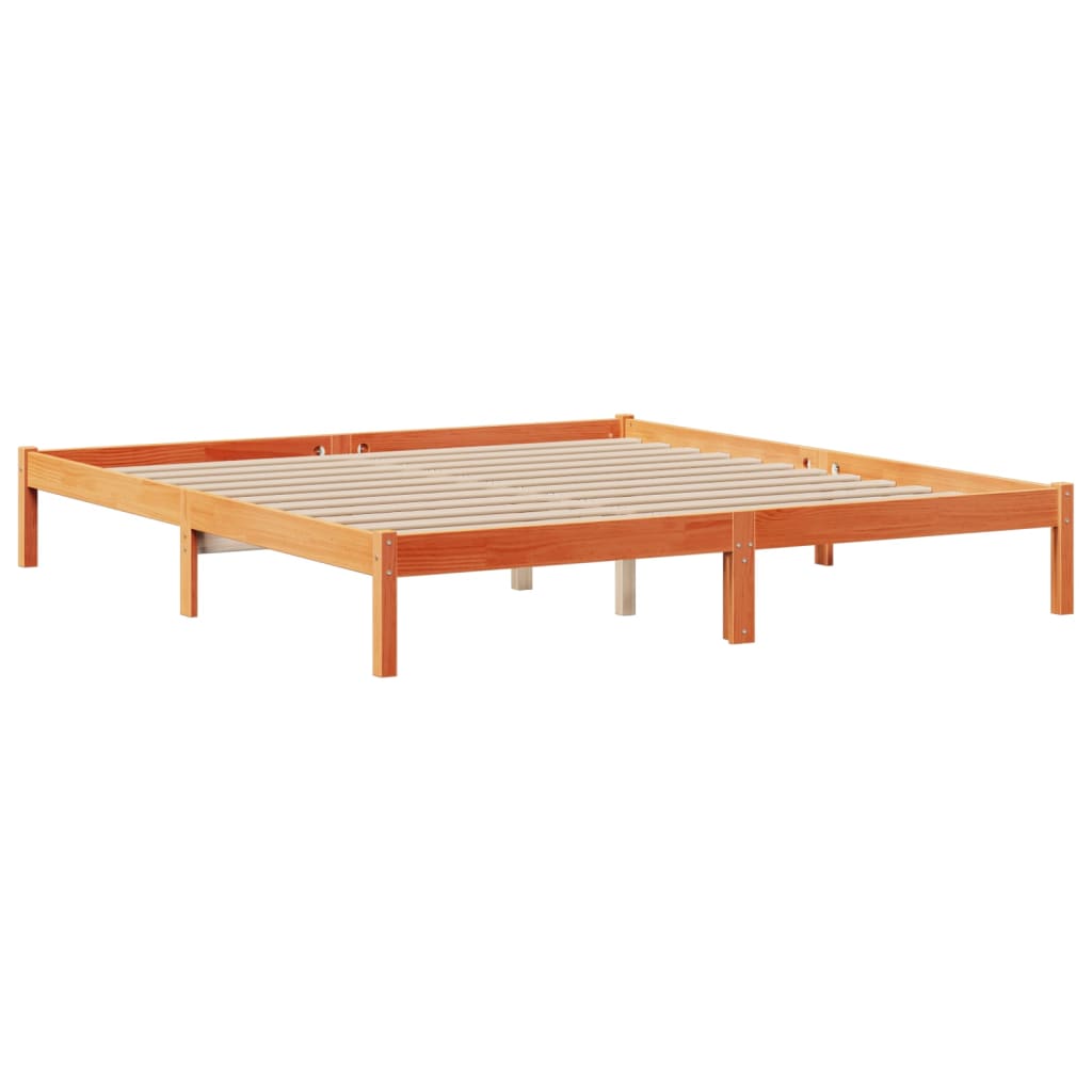 vidaXL Cama con estantería sin colchón madera maciza marrón 180x200cm