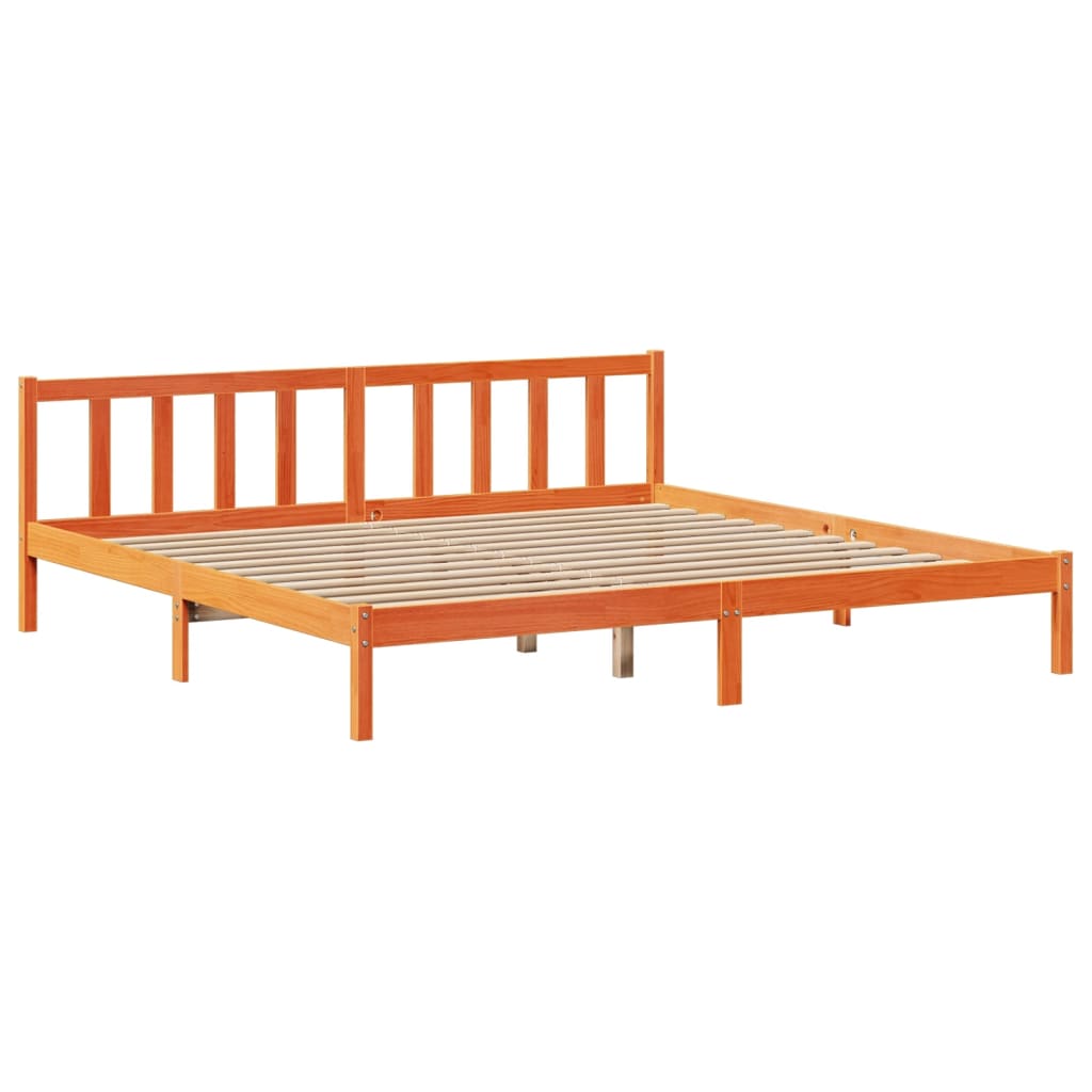 vidaXL Cama con estantería sin colchón madera maciza marrón 200x200 cm