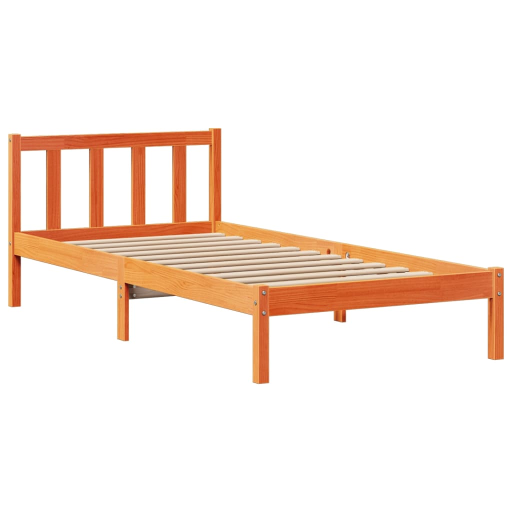 vidaXL Cama con estantería sin colchón madera maciza marrón 100x200 cm