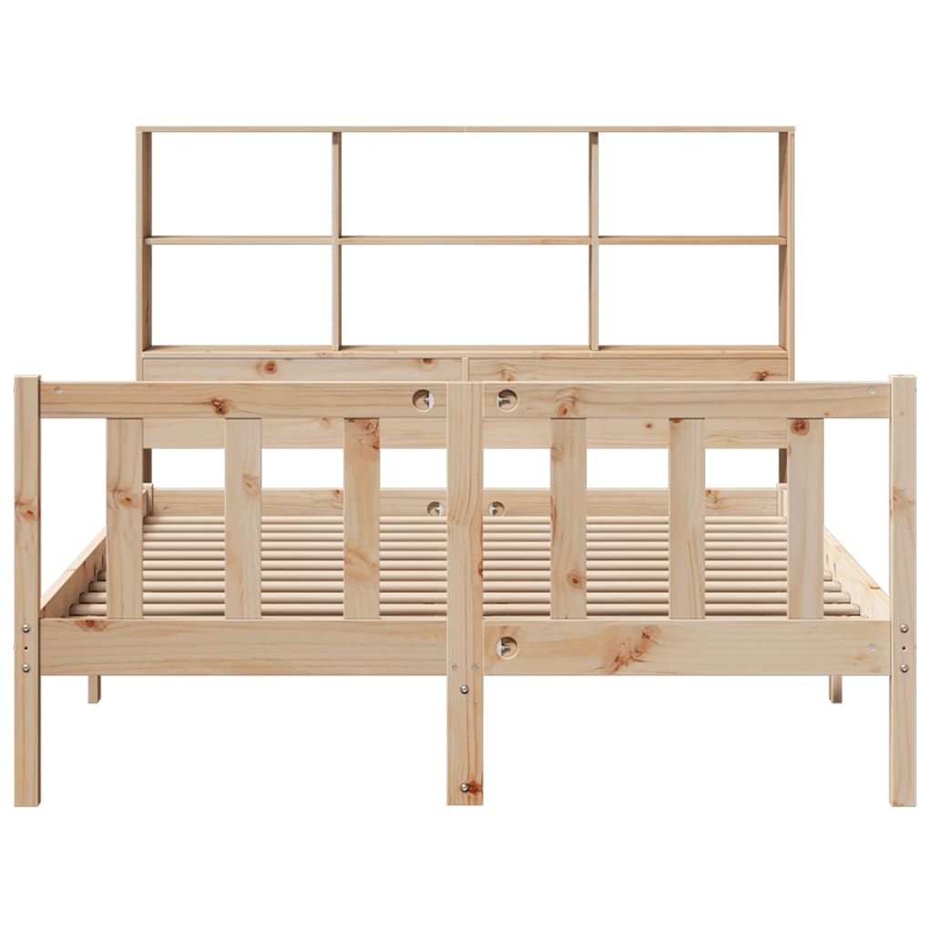 vidaXL Cama con estantería sin colchón madera maciza de pino 135x190cm