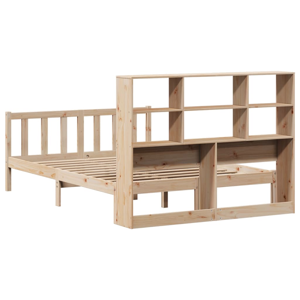 vidaXL Cama con estantería sin colchón madera maciza de pino 135x190cm