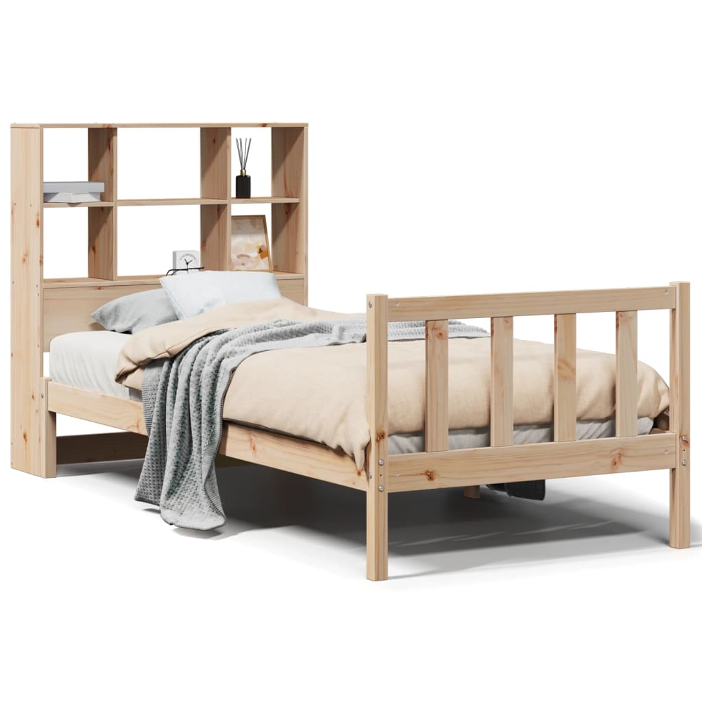 vidaXL Cama con estantería sin colchón madera maciza de pino 100x200cm