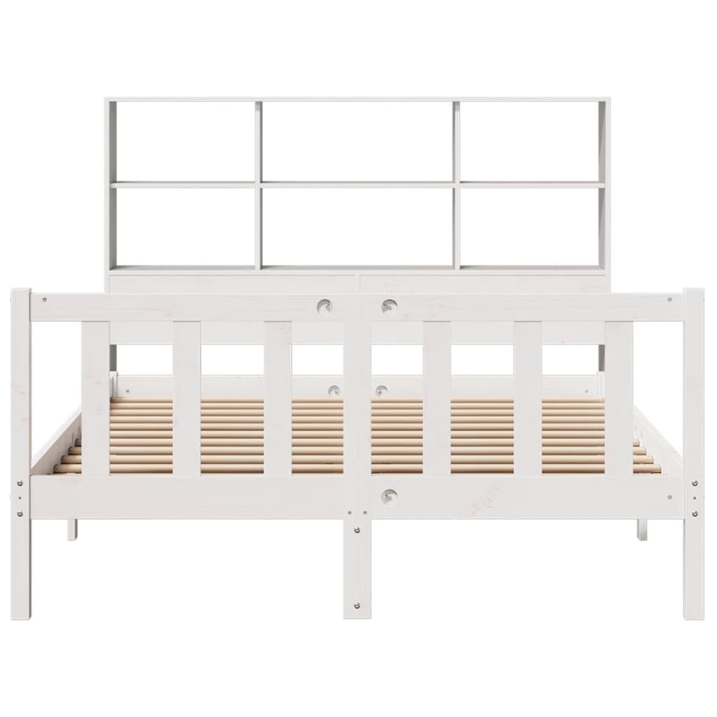 vidaXL Cama con estantería sin colchón madera maciza blanca 150x200 cm