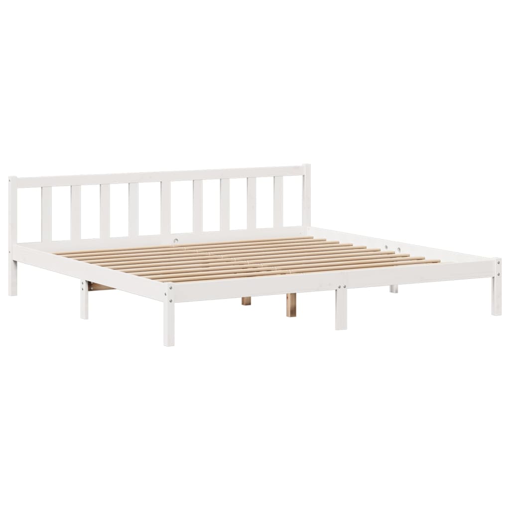 vidaXL Cama con estantería sin colchón madera maciza blanca 180x200 cm