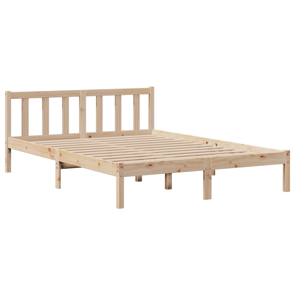 vidaXL Cama con estantería sin colchón madera maciza de pino 140x190cm